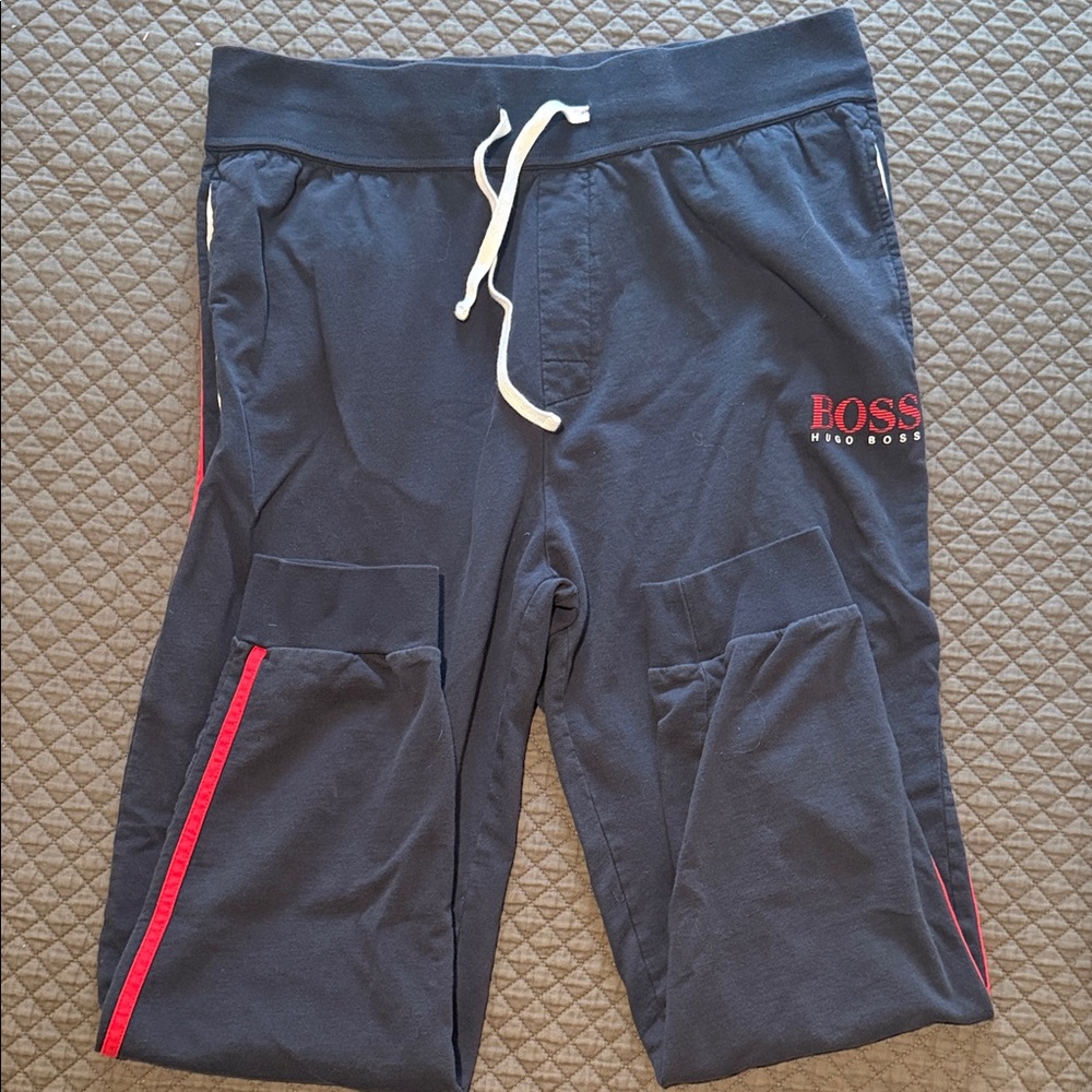 Boss Dark Blue Joggers with Red Details